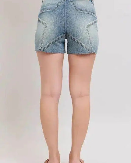Judy Blue High Waist Star Seam Detail Denim Shorts 150322 - Sleekdenim.com