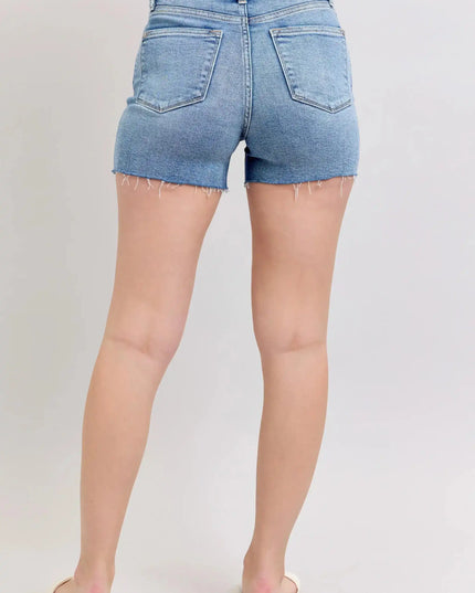 Judy Blue High Waist Stitch Over Destroy Detail Denim Short 15294 - Sleekdenim.com
