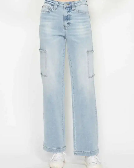 Judy Blue High Waist Straight Leg Cargo Jeans 88924 - Sleekdenim.com