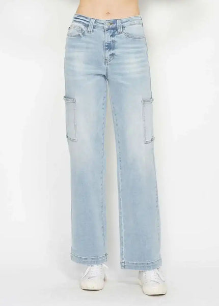 Judy Blue High Waist Straight Leg Cargo Jeans 88924 - Sleekdenim.com