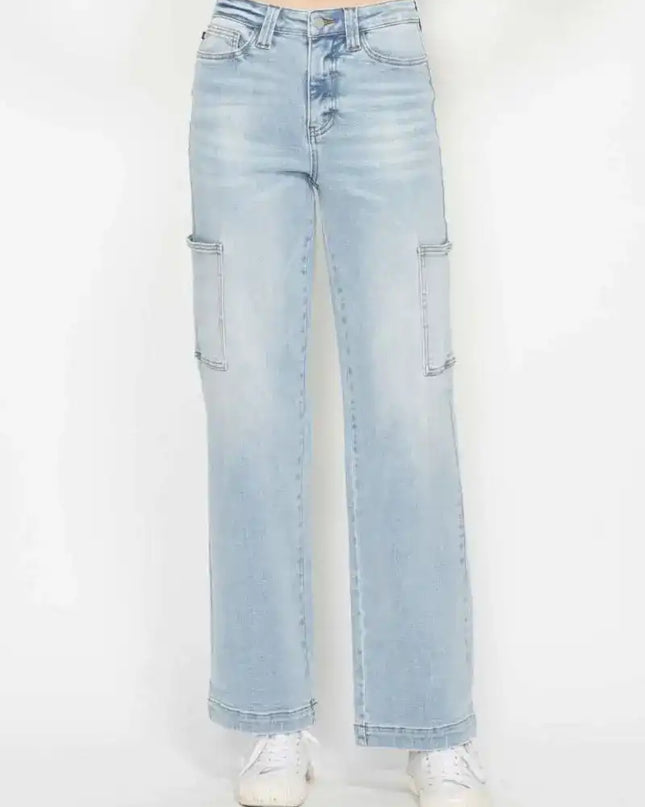 Judy Blue High Waist Straight Leg Cargo Jeans 88924 - Sleekdenim.com