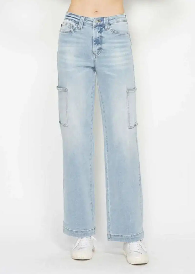 Judy Blue High Waist Straight Leg Cargo Jeans 88924 - Sleekdenim.com