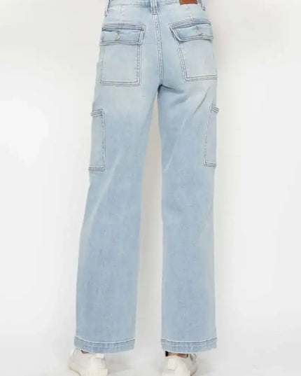 Judy Blue High Waist Straight Leg Cargo Jeans 88924 - Sleekdenim.com