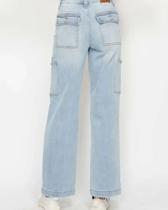 Judy Blue High Waist Straight Leg Cargo Jeans 88924 - Sleekdenim.com
