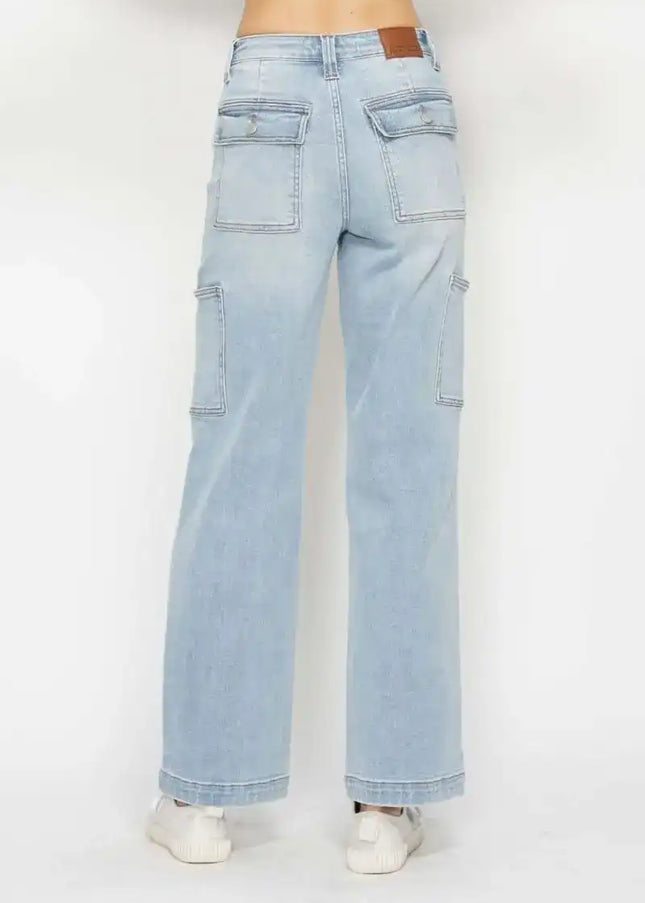 Judy Blue High Waist Straight Leg Cargo Jeans 88924 - Sleekdenim.com