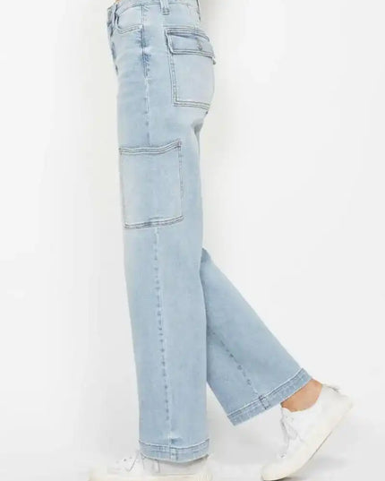 Judy Blue High Waist Straight Leg Cargo Jeans 88924 - Sleekdenim.com