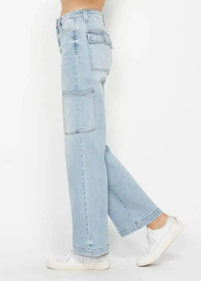 Judy Blue High Waist Straight Leg Cargo Jeans 88924 - Sleekdenim.com