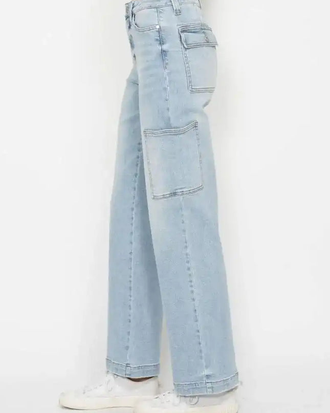 Judy Blue High Waist Straight Leg Cargo Jeans 88924 - Sleekdenim.com