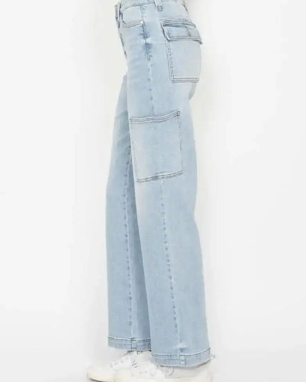 Judy Blue High Waist Straight Leg Cargo Jeans 88924 - Sleekdenim.com