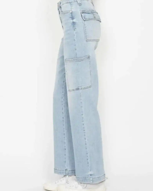Judy Blue High Waist Straight Leg Cargo Jeans 88924 - Sleekdenim.com