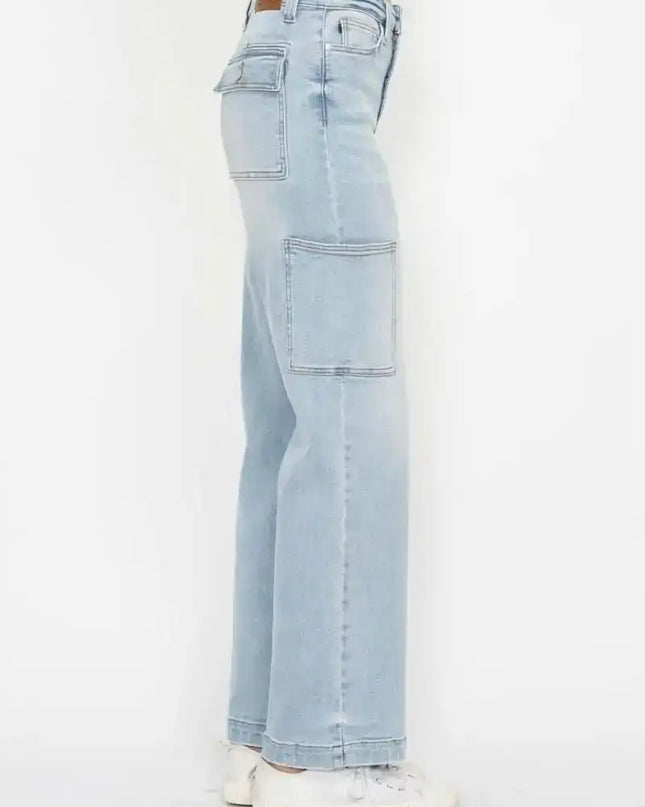 Judy Blue High Waist Straight Leg Cargo Jeans 88924 - Sleekdenim.com