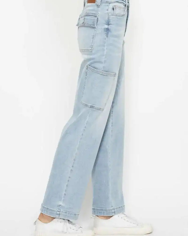 Judy Blue High Waist Straight Leg Cargo Jeans 88924 - Sleekdenim.com