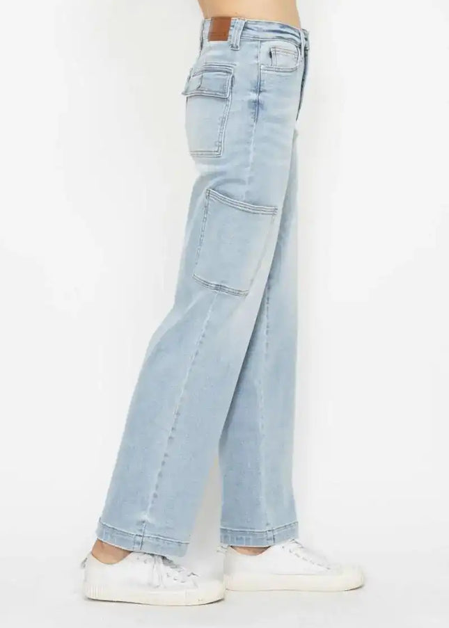 Judy Blue High Waist Straight Leg Cargo Jeans 88924 - Sleekdenim.com