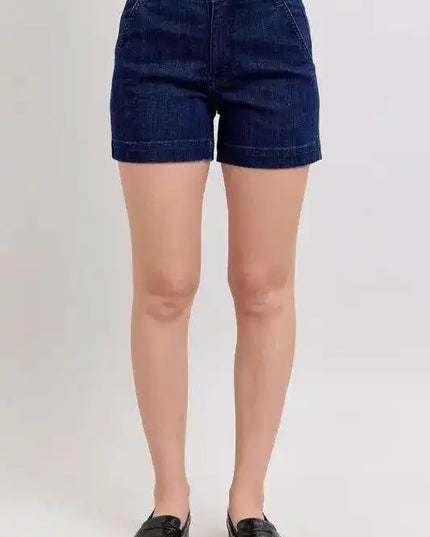 Judy Blue High Waist Trouser Denim Shorts Plus & Regular Sizes 15290 - Sleekdenim.com