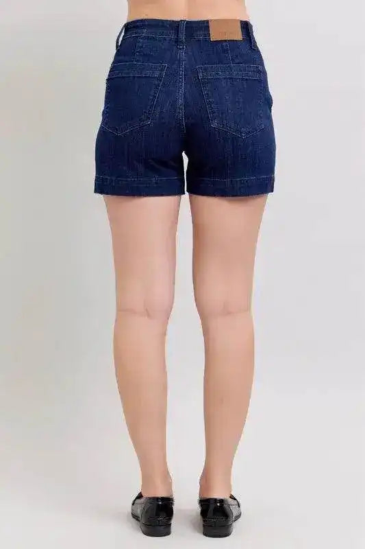 Judy Blue High Waist Trouser Denim Shorts Plus & Regular Sizes 15290 - Sleekdenim.com