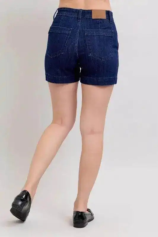 Judy Blue High Waist Trouser Denim Shorts Plus & Regular Sizes 15290 - Sleekdenim.com