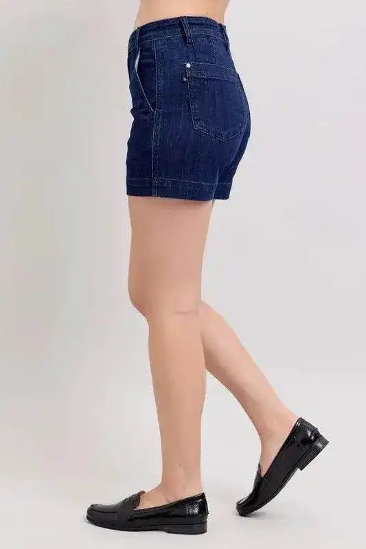 Judy Blue High Waist Trouser Denim Shorts Plus & Regular Sizes 15290 - Sleekdenim.com