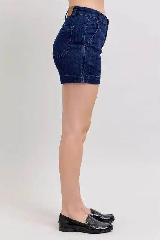 Judy Blue High Waist Trouser Denim Shorts Plus & Regular Sizes 15290 - Sleekdenim.com
