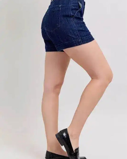 Judy Blue High Waist Trouser Denim Shorts Plus & Regular Sizes 15290 - Sleekdenim.com