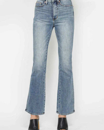 Judy Blue High Waist Tummy Control Back Pocket Embroidery Bootcut Denim Jeans 88783 - 3 Inseam Options: Short, Regular, Long - Sleekdenim.com