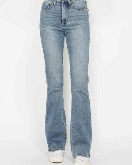 Judy Blue High Waist Tummy Control Back Pocket Embroidery Bootcut Denim Jeans 88783 - 3 Inseam Options: Short, Regular, Long - Sleekdenim.com