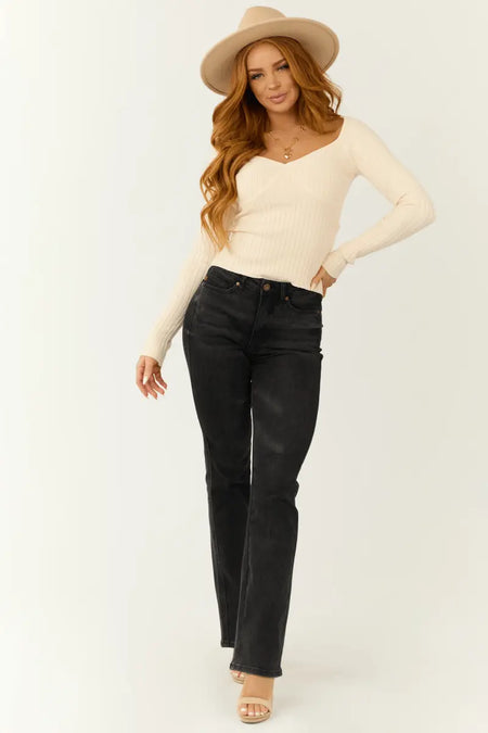 Judy Blue High Waist Tummy Control Black Bootcut Denim Jeans 88787 – Sleekdenim.com - Sleekdenim.com