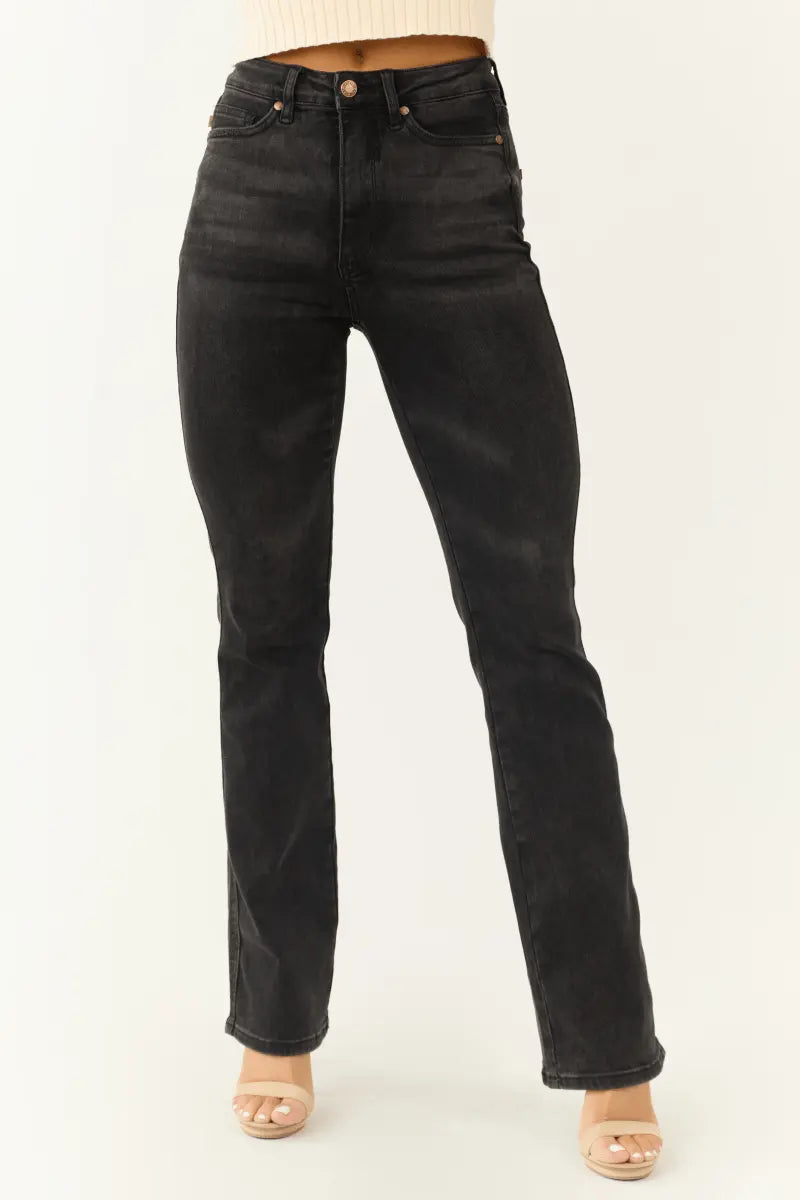 Judy Blue High Waist Tummy Control Black Bootcut Denim Jeans 88787 – Sleekdenim.com - Sleekdenim.com