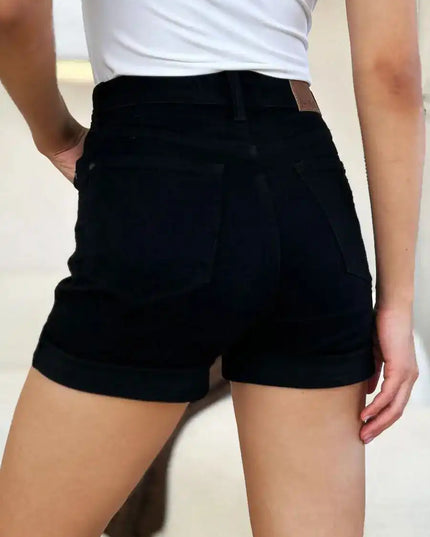Judy Blue High Waist Tummy Control Cuffed Denim Shorts 150237 - Sleekdenim.com
