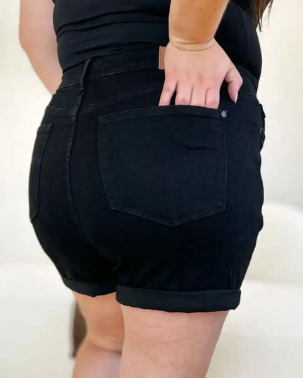 Judy Blue High Waist Tummy Control Cuffed Denim Shorts 150237 - Sleekdenim.com