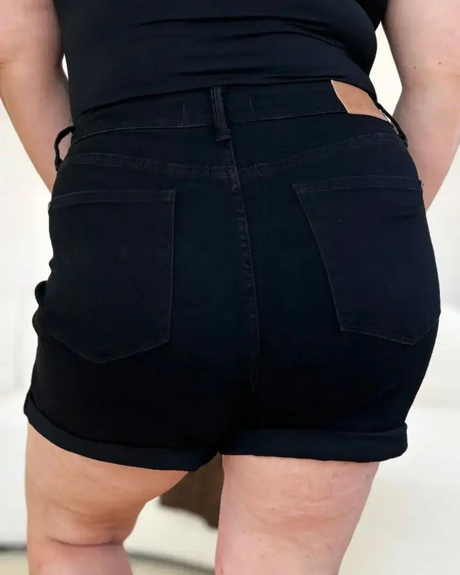 Judy Blue High Waist Tummy Control Cuffed Denim Shorts 150237 - Sleekdenim.com