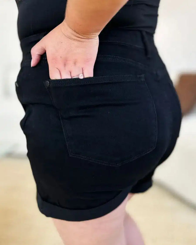 Judy Blue High Waist Tummy Control Cuffed Denim Shorts 150237 - Sleekdenim.com