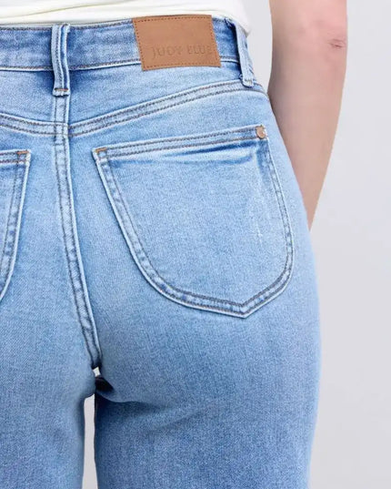 Judy Blue High Waist Vintage Wash Retro Wide Leg Denim Jeans 82625 - Sleekdenim.com