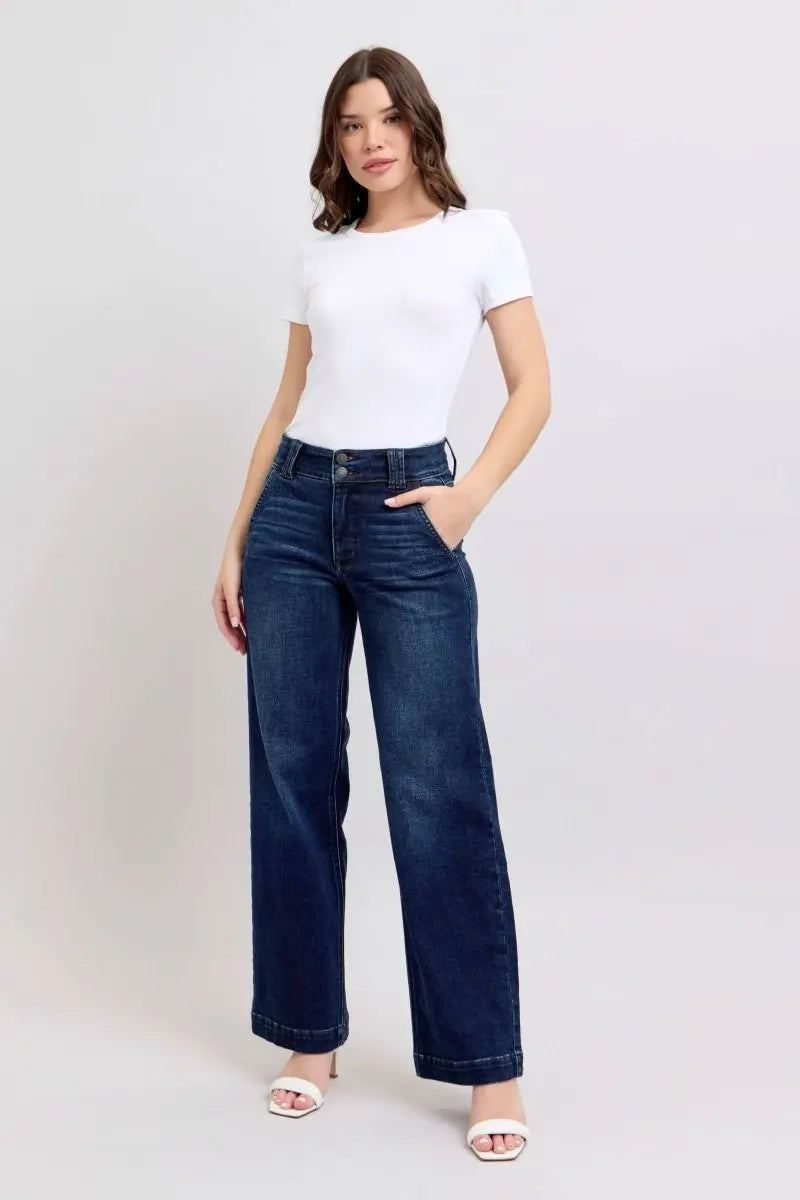 Judy Blue High Waist Wide Leg Jeans #82642 | sleekdenim.com - Sleekdenim.com