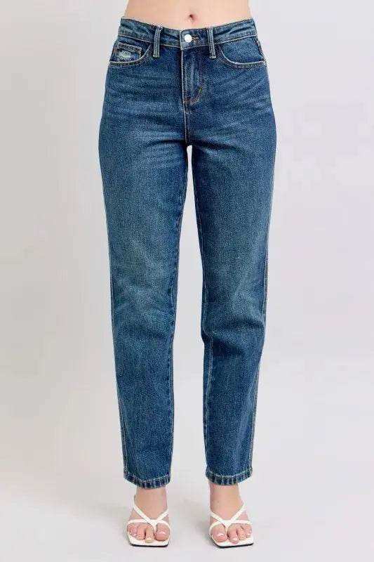 Judy Blue High Waisted Rigid Magic Non-destroy Straight Leg Jeans 88922 - Sleekdenim.com