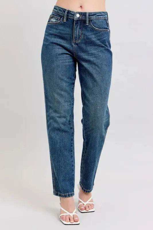 Judy Blue High Waisted Rigid Magic Non-destroy Straight Leg Jeans 88922 - Sleekdenim.com