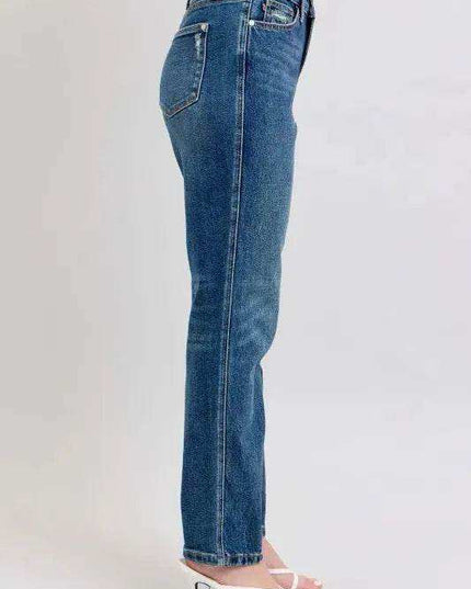 Judy Blue High Waisted Rigid Magic Non-destroy Straight Leg Jeans 88922 - Sleekdenim.com
