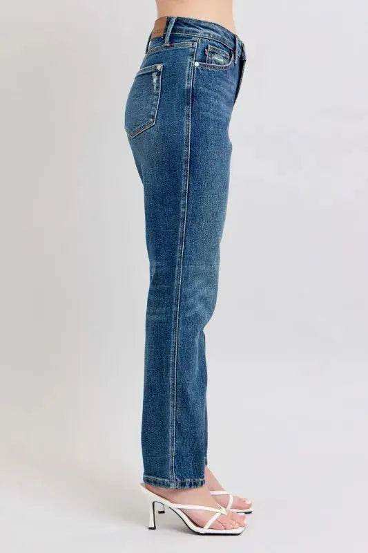 Judy Blue High Waisted Rigid Magic Non-destroy Straight Leg Jeans 88922 - Sleekdenim.com