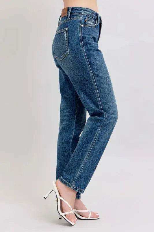 Judy Blue High Waisted Rigid Magic Non-destroy Straight Leg Jeans 88922 - Sleekdenim.com