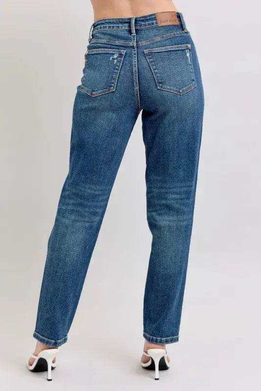 Judy Blue High Waisted Rigid Magic Non-destroy Straight Leg Jeans 88922 - Sleekdenim.com