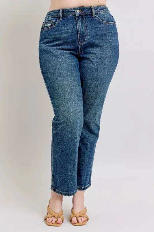 Judy Blue High Waisted Rigid Magic Non-destroy Straight Leg Jeans 88922 - Sleekdenim.com