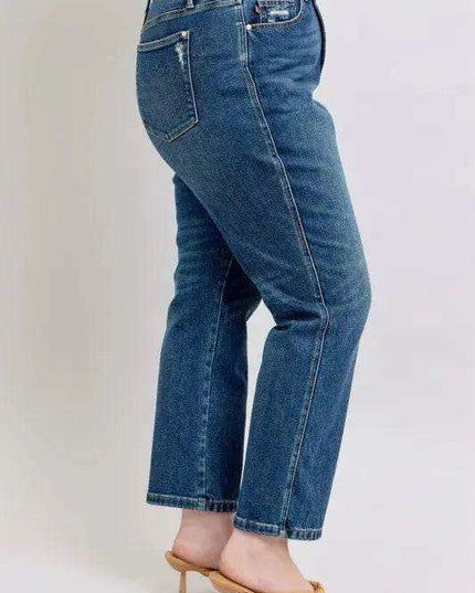 Judy Blue High Waisted Rigid Magic Non-destroy Straight Leg Jeans 88922 - Sleekdenim.com
