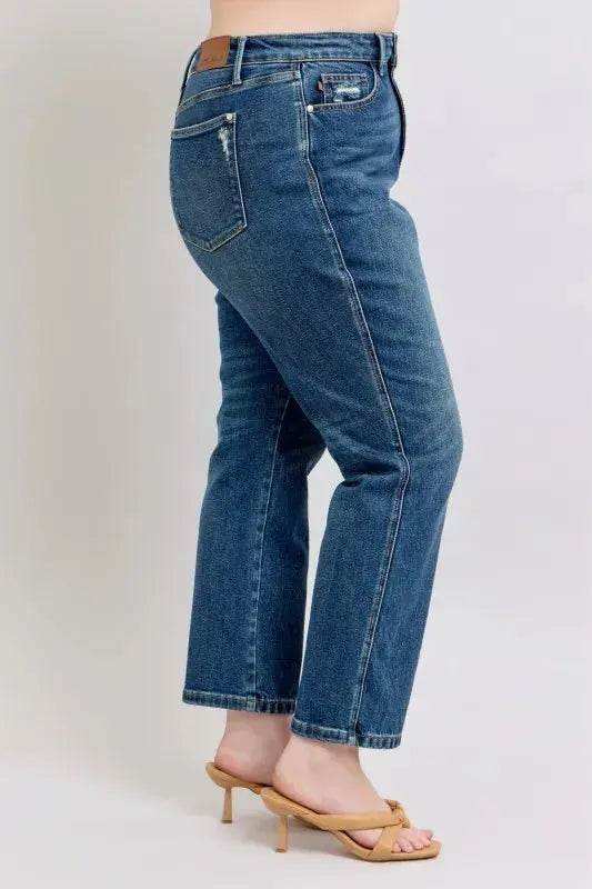 Judy Blue High Waisted Rigid Magic Non-destroy Straight Leg Jeans 88922 - Sleekdenim.com