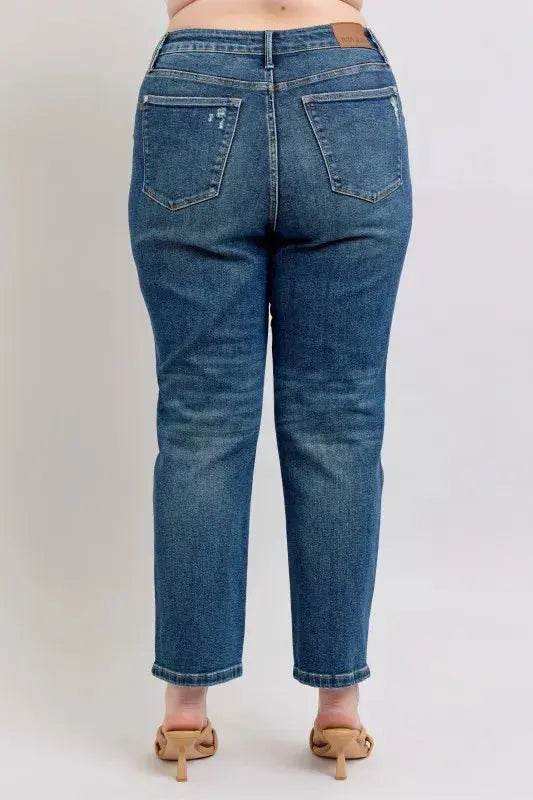 Judy Blue High Waisted Rigid Magic Non-destroy Straight Leg Jeans 88922 - Sleekdenim.com