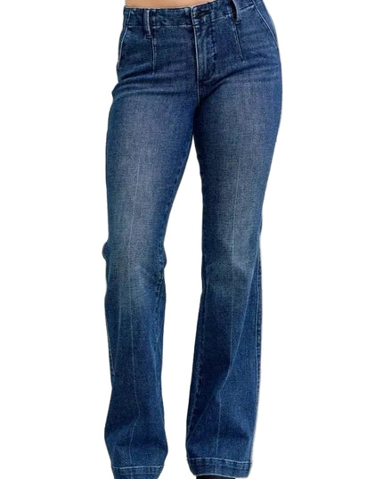Judy Blue Full Size Mid Rise Bootcut Jeans with Welt Pockets Plus Size - Sleekdenim.com