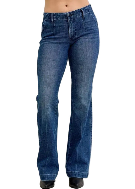 Judy Blue Full Size Mid Rise Bootcut Jeans with Welt Pockets Plus Size - Sleekdenim.com