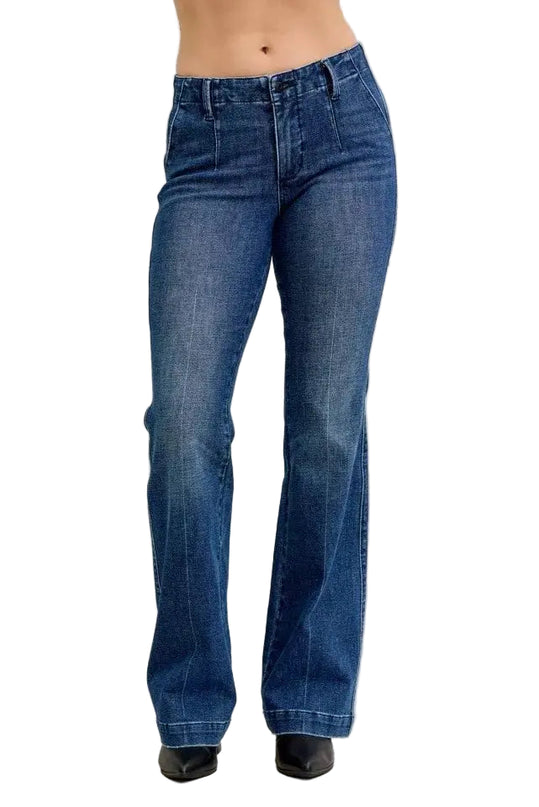 Judy Blue Full Size Mid Rise Bootcut Jeans with Welt Pockets Plus Size - Sleekdenim.com