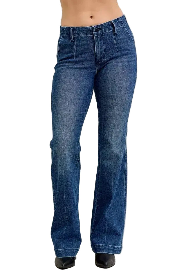 Judy Blue Full Size Mid Rise Bootcut Jeans with Welt Pockets Plus Size - Sleekdenim.com