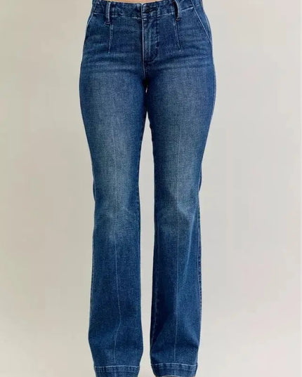 Judy Blue Full Size Mid Rise Bootcut Jeans with Welt Pockets Plus Size - Sleekdenim.com
