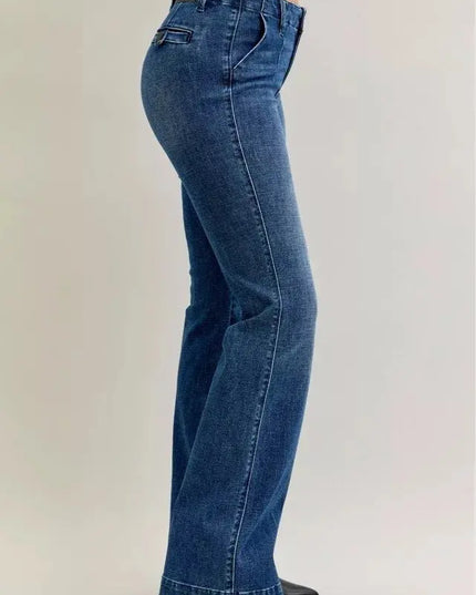 Judy Blue Full Size Mid Rise Bootcut Jeans with Welt Pockets Plus Size - Sleekdenim.com