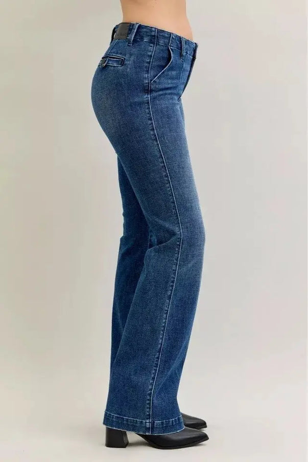 Judy Blue Full Size Mid Rise Bootcut Jeans with Welt Pockets Plus Size - Sleekdenim.com